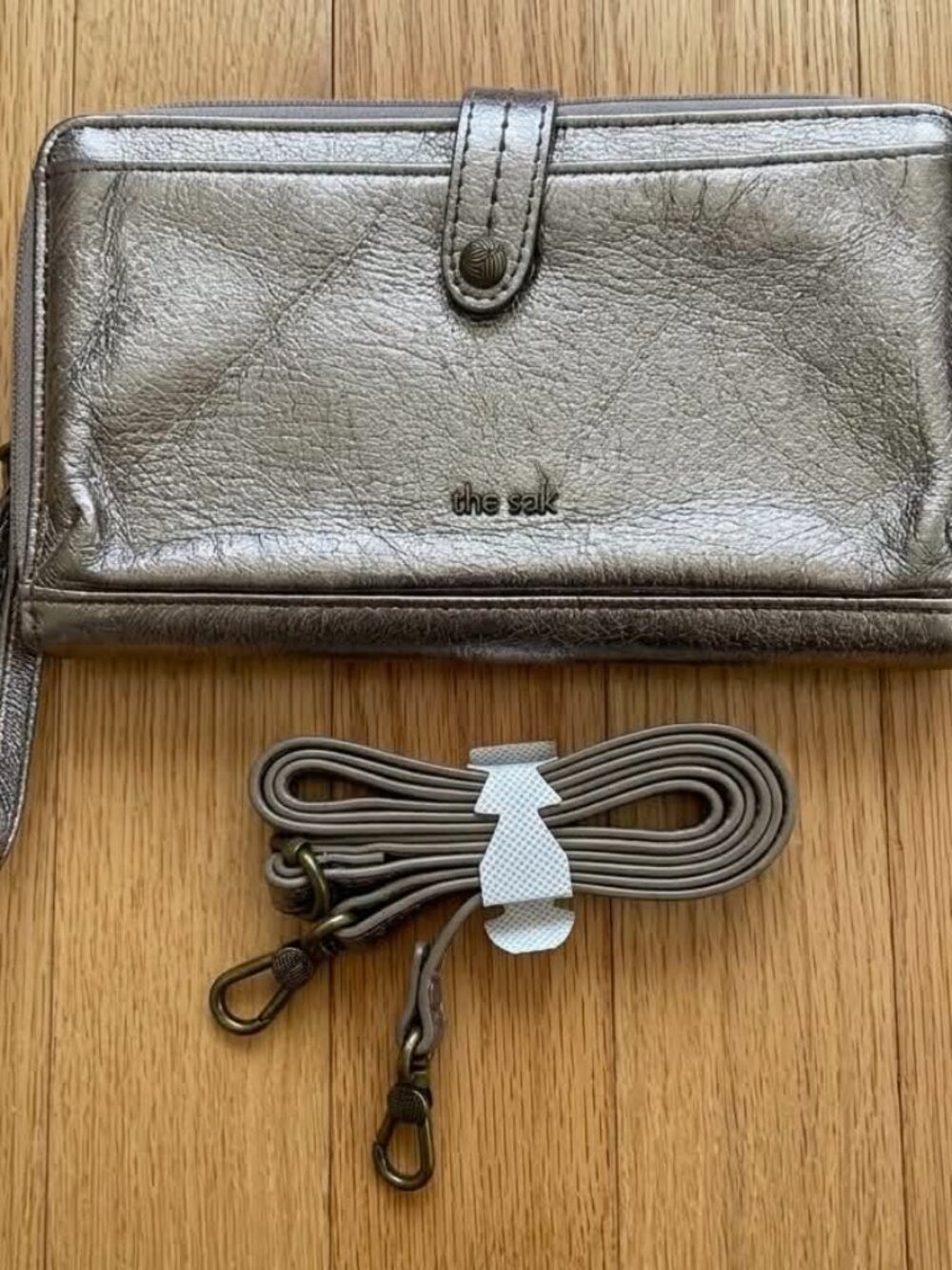 The Sak Iris Large Smartphone Crossbody Bag Metallic Pyrite Leather #269